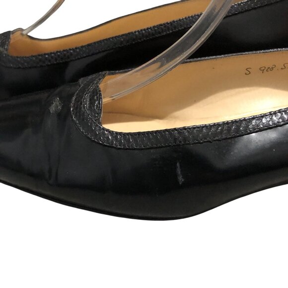 Silvia Fiorentina Vintage Pumps Leather Slip On Almond Toe Black 8N Narrow - Picture 4 of 11